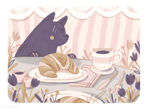 electricgale: A little series about meals you would have in Paris and a cat who desperately wants to