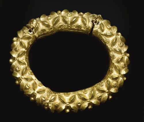 Late 3rd century to early 4th century hinged gold Roman bracelet. From Sotheby’s Auctions