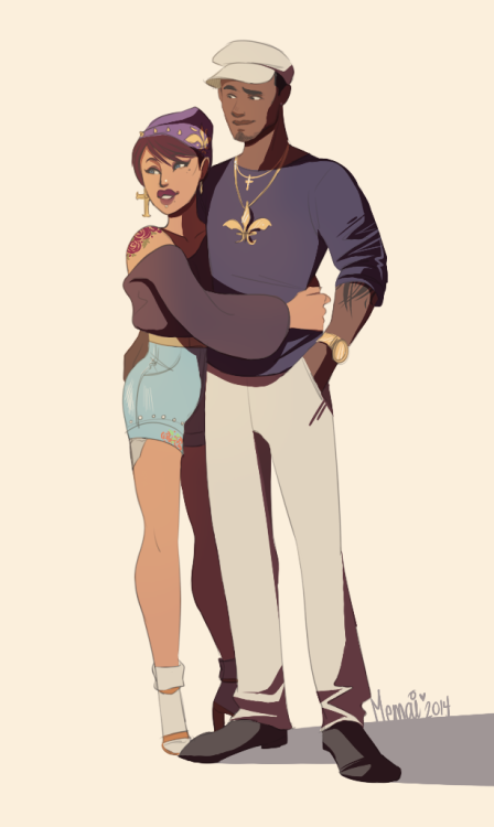 Some old OOOOLLLLDDDD art of my Saints Row character, Lia and her main squeeze, Pierce Washington. L