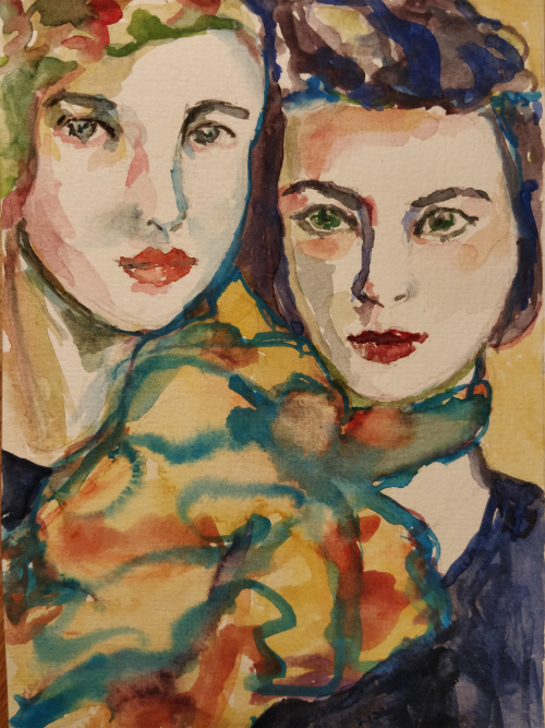 fordarkmornings:Susanne Charlotte Winther  -  Two Women,  2020 Danish, b.?Watercolour on paper