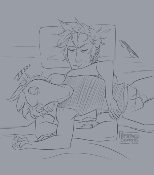 crossedquills:  preservedcucumbers:  they have a rotation schedule for who sleeps next to Prompto “Mega Cuddler” Argentum bonus:   Prompto is apparently channeling my 4 year old 
