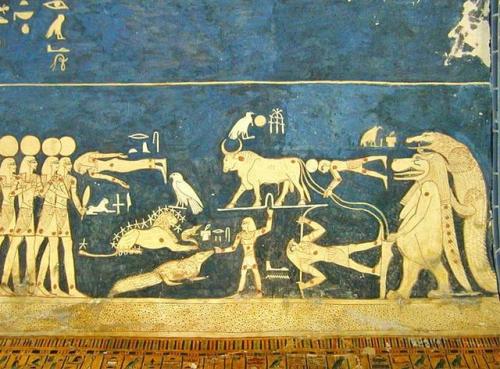 historyarchaeologyartefacts:Astronomical ceiling of Seti I tomb showing the personified representati