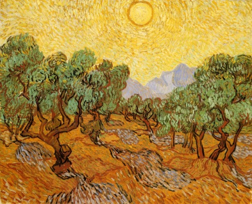 malinconie: Vincent Van Gogh, Olive Trees with Yellow Sky and Sun, 1889and Wheat Field beh
