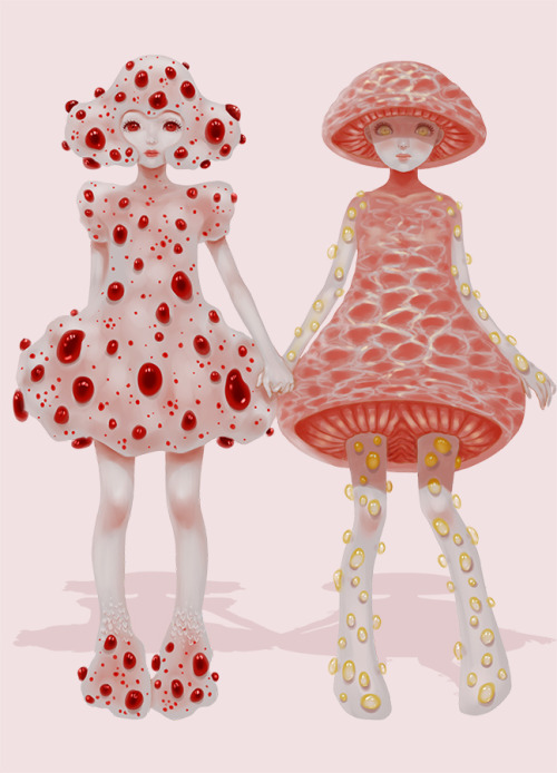 saccstry:The finished versions of my fungus girls! Took forever since there’s 8 of them but I like how they turned out :D Bleeding Tooth, Rosy Veincap, Veiled Lady, Inky Cap, Sea Anemone, Red Cage, Morel, Amethyst Deceiver. Here were the sketch versions.