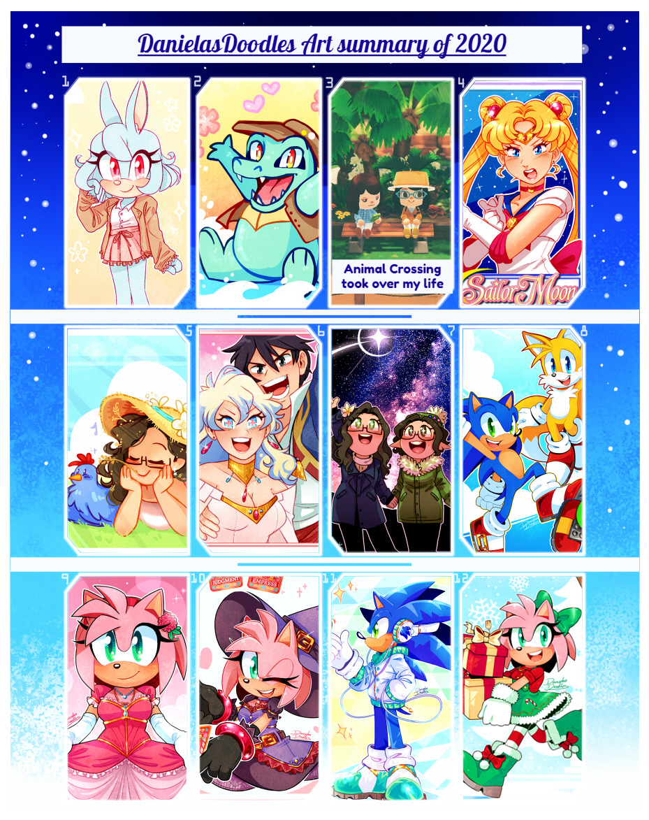 2020 Art summary! Notice how I slowly slipped back into drawing Sonic. smh.