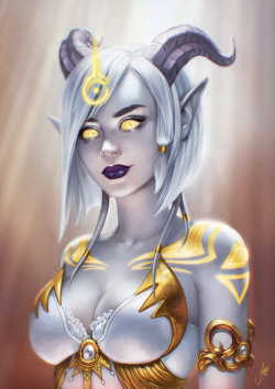 Rarts:pretty Draenei Girl: World Of Warcraft Game Digital Art [Artist:  Junejenssen]