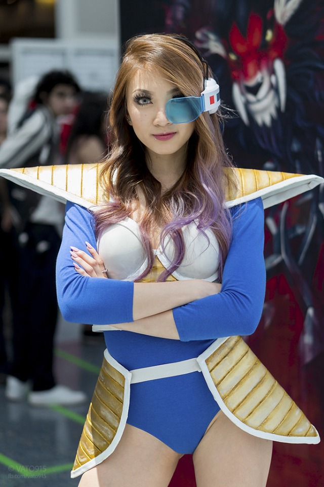 while looking up dragon ball Z scouter picks I came across a lot of cute girls cosplaying as Vegeta.