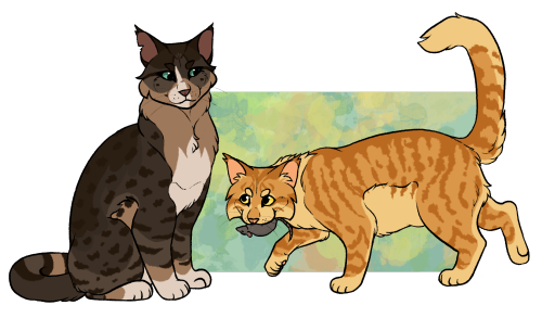 more commission art, this time for @tumbling-kit! minkstep belongs to skylar, and larchfur belongs t