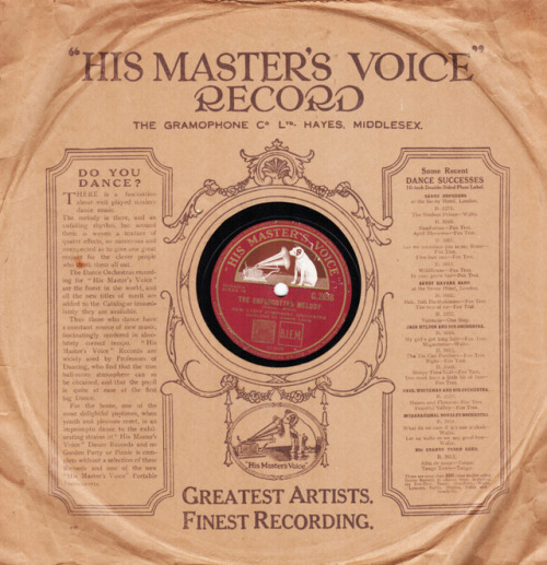 12″ of pleasure: “His Master’s Voice” record. Greatest Artists. Finest Recording.