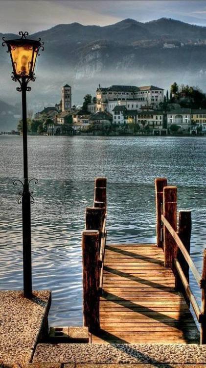 San Giulio Island on Lake Orta - Piedmont, Italy