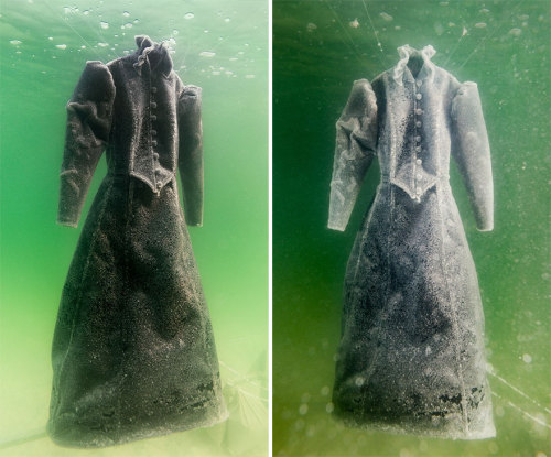 que-mystery:cloudfreed:boredpanda:Artist Leaves Dress In The Dead Sea For 2 Years And It Turns Into 