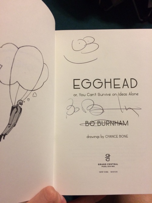 zackisontumblr:i asked bo burnham to sign my book and he crossed out the printed name and wrote it h