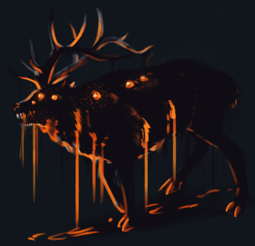 A custom creature for our DnD campaign, the Shadow Stag is a monstrous stag warped by some sort of d
