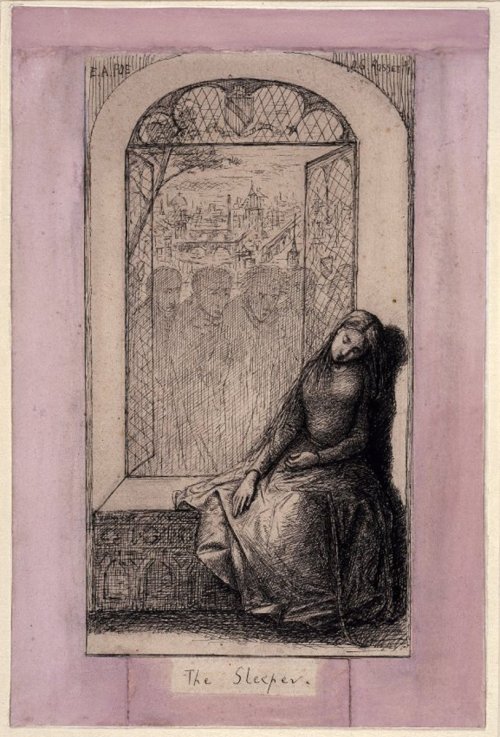 “the sleeper”, inspired by edgar allan poe’s eponymous poem, by dante gabriel rossetti (1846-1847)