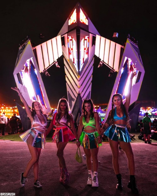 Cuties killed it in our vinyl skirts!· · Repost from @bassrush Who else is feeling the energy in t