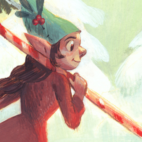 victoriamaderna:  I wanted to paint something wintery and festive! Gouache on paper.Happy Holidays everyone! :)   Instagram | Twitter | Originals | Prints   