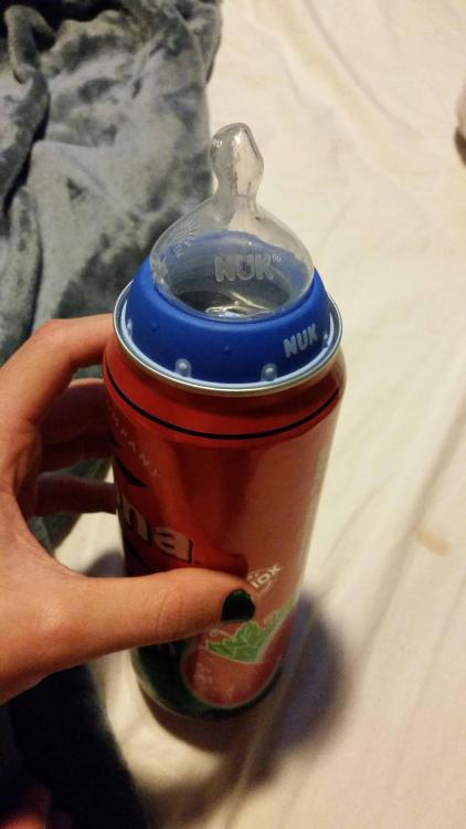 iced tea + baby bottle nipple(KalebThePenguin @ reddit)taken from /r/Perfectfit