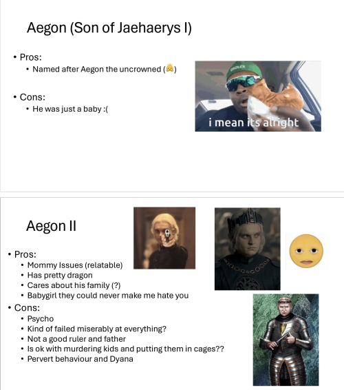 Ranked Every Aegon Targaryen Instead Of Working On My Thesis :)