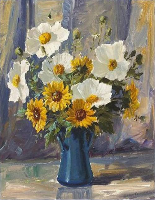 Matilija Poppies  -  Eugene Pierre Franquinet. French 1875-1940Oil on canvas, 50.8 x 40.6 cm. (20 x 