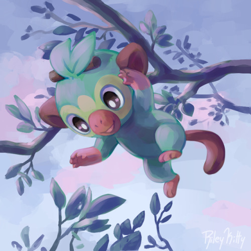 rileykitty:  Grookey leaps about up in the canopy