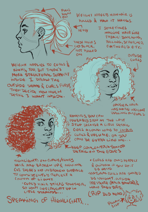 naomifranq:I jotted down for a friend of mine some tips and notes on how I approach drawing hair, and things I keep in mind while doing so, and thought I’d share. There are loads of other ways to do it, and the learning never stops, so I hope this helps!