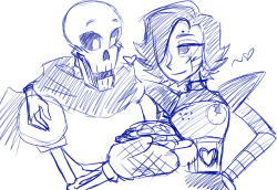 fangirltothefullest:  SO LAST NIGHT I DREW UNDERTALE. Finally. Have some cute Papyrus and Spaghetti and Metaton. And Napstabot and Metaton (and their ghostie forms)! 