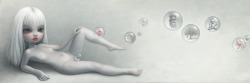 wonderkiddy:  Sophia’s Bubbles Painting by ⓒMark Ryden see more works of Mark Ryden Mark Ryden website