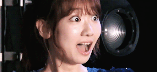akb48g-gifs:When you find out that someone (Ogino Yuka) beat Mayuyu, Jurina, and Sasshii in the ssk prelims with 55k votes in a day