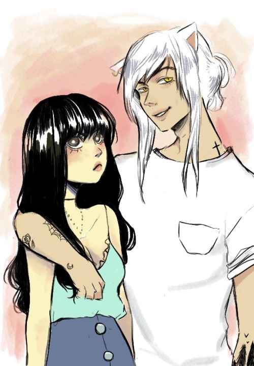 rahhhhhhhhhhhh:quick sketch of modern day Inuyasha and Kagome.To keep Inuyasha with tattoos, yay or 