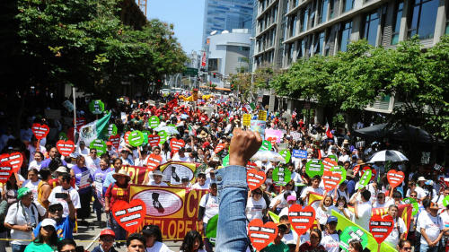 May Day in L.A. Thousands of people took to the streets in the annual May Day marches in downtown Lo