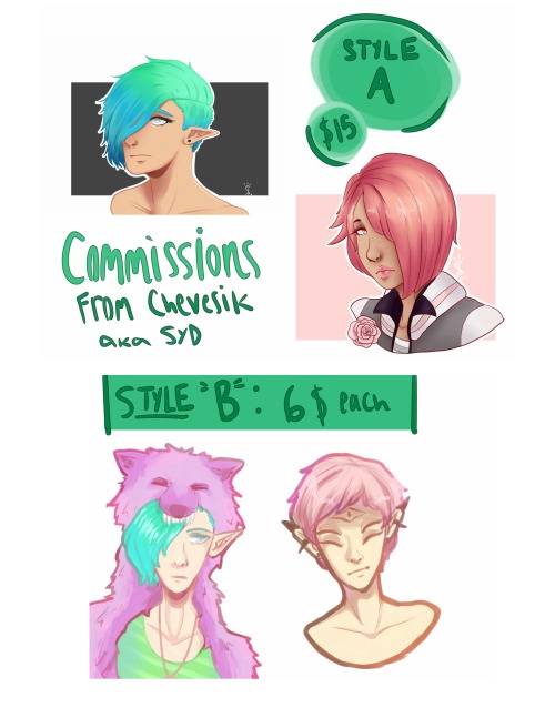 chevesik: DM me if you’re interested~ I don’t do NSFW, full furry, overly complex armor/tattoos