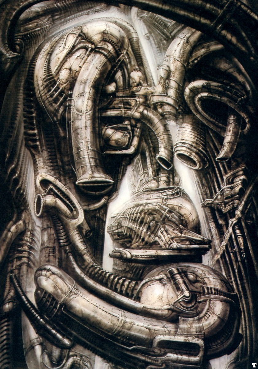 70sscifiart:    HR Giger’s biomechanical landscapes