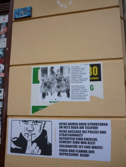 connewitz:  Information am rande: Das Haus in welchem sich der “Schwan” befindet gehört ebenfalls den Imobilien Haien HuJ und wird regelmäßig von Plakaten und graffittis gereinigt. 