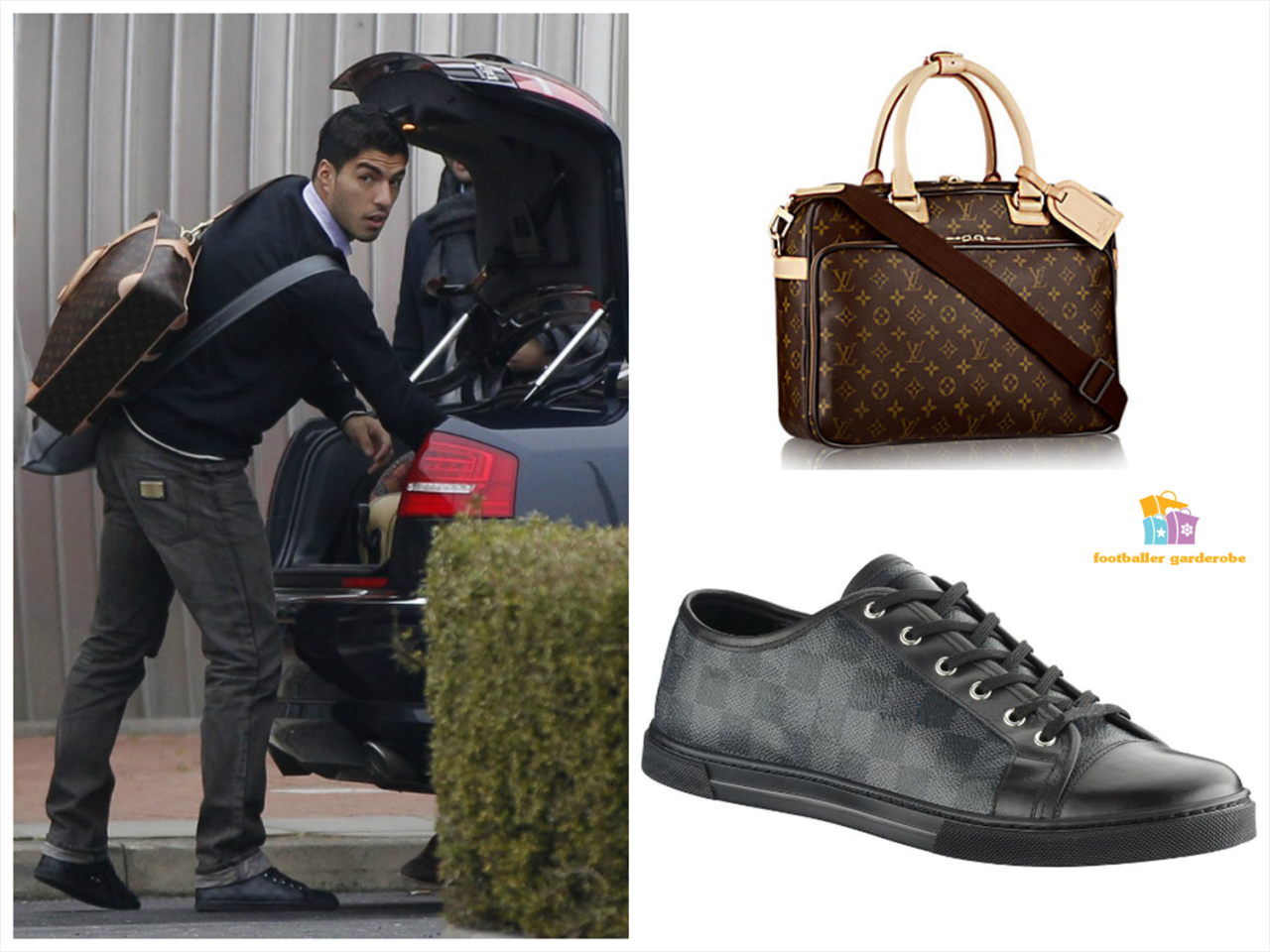 F❤️❤️TBALLER GARDER❤️BE — Luis Suarez wore: 1. Louis Vuitton