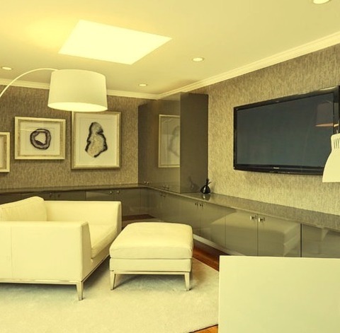 Contemporary Bedroom In Los AngelesInspiration For A Small Contemporary Loft-style Medium Tone Wood Floor