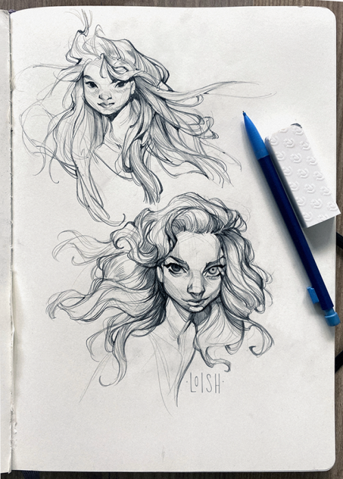 Hair moves in such a beautiful way when it’s underwater, and it’s also soothing to sketch