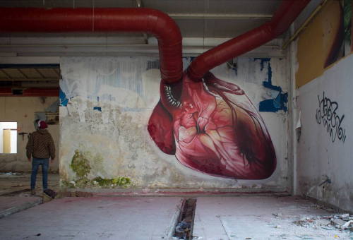 culturenlifestyle:Lonac Presets A GIF Of the Hand-painted Beating Heart Of A Building Croatian artis