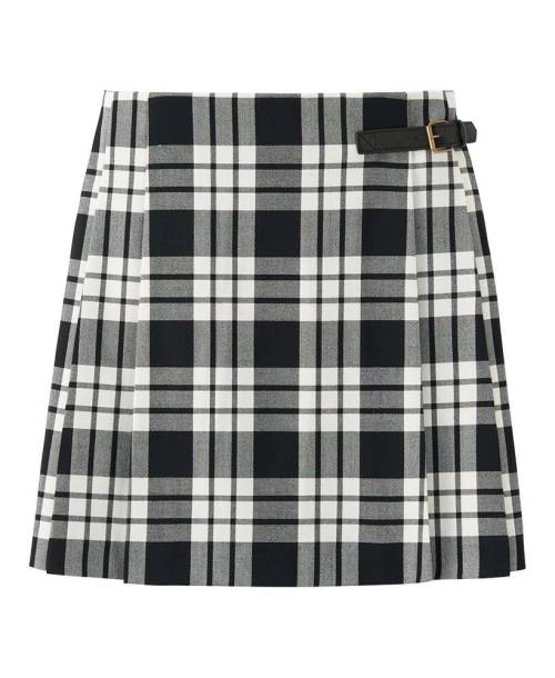 Women Wool Blended Check Skirt