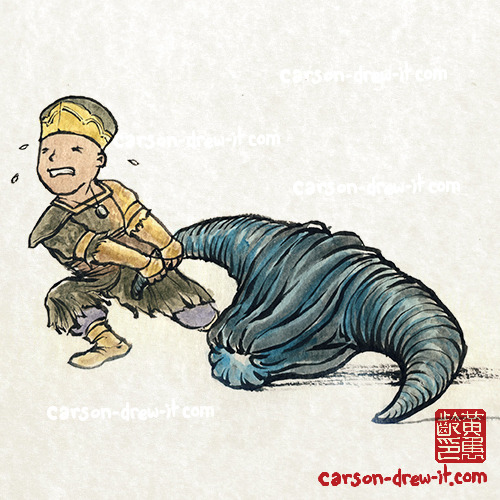 carson-drew-it:  DARK SOULS 2 DOODLESMaughlin the Armourer—Make sure to follow and watch me draw LIVE on TWITCH! See you online!