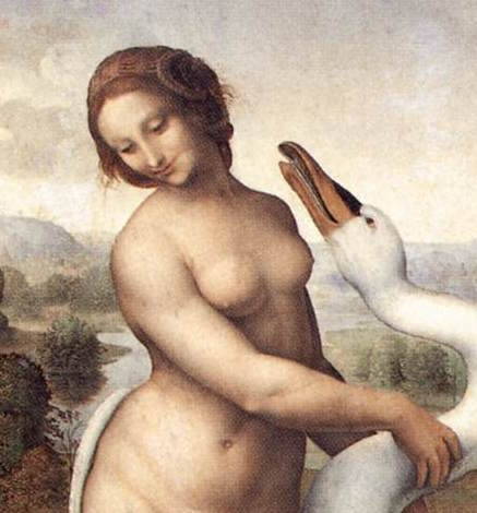 Detail of Leda, attributed to the Workshop of Leonardo da Vinci (1510-1515)