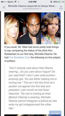 royalblackpirate:  femtoxic:  africanaquarian:  copperbabe:aalante:  laurenlafemme:  97tilforever:  HANDS DOWN, BEST FLOTUS EVER.  Clapback game so eloquent tho  Don’t come for Michelle😌  kanye has lost it  this is fake as fuck  LMFAOO I WAS READING