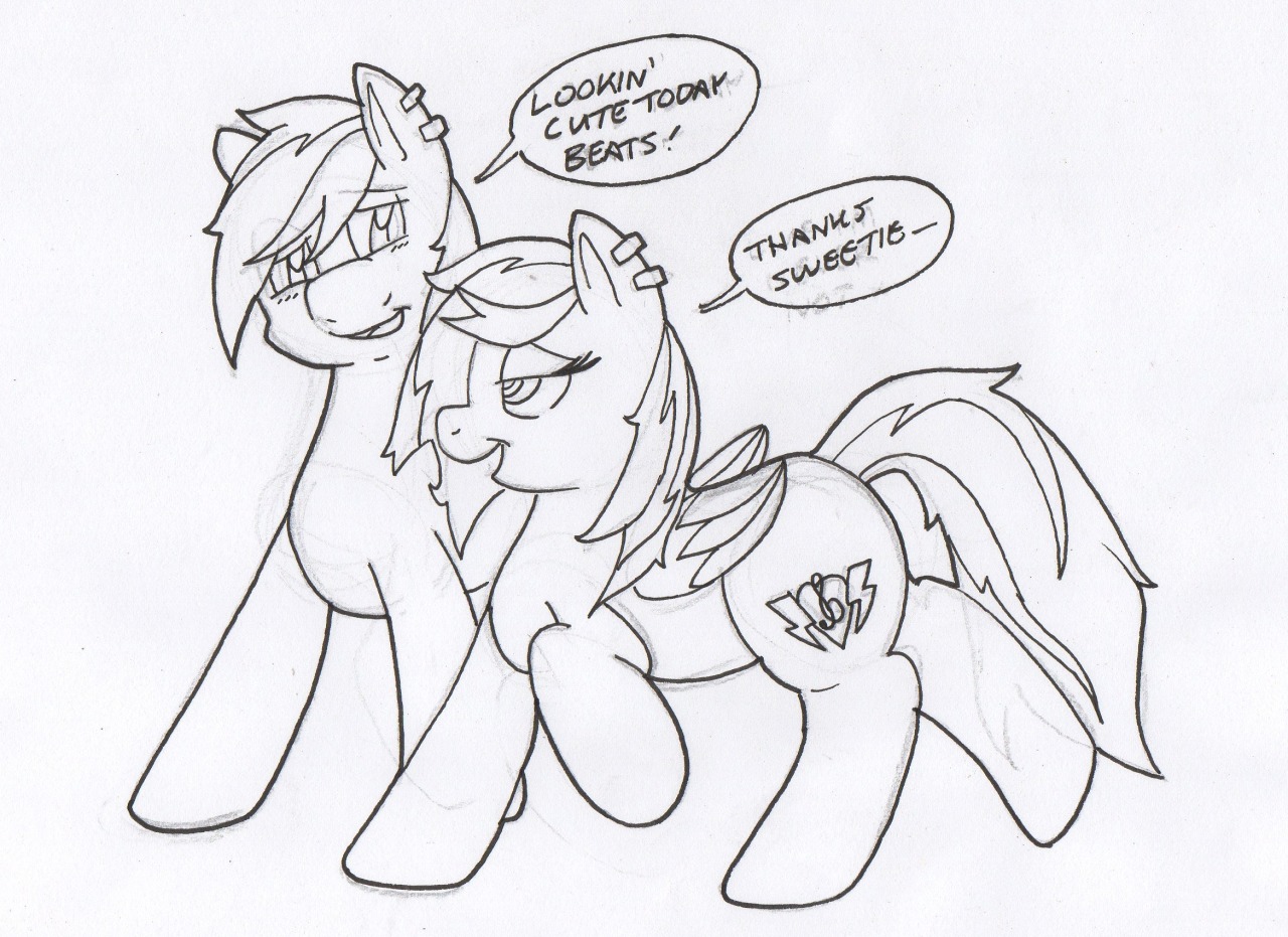 xelectrobeats:  Stallion Electro has a crush on somepony familiar :P Aww look at