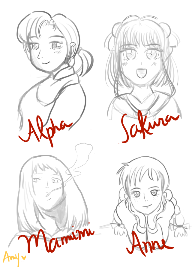 anime girls i like (sketches)