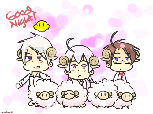 Hetalia Goodnight With Sheep/Hitsuji De Oyasumi - Prussia, Kugelmugel, And Austria.