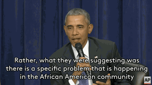 profeminist:   refinery29:  Obama Perfectly Explains Why “All Lives Matter” Is Wrong On Thursday afternoon, President Obama strongly defended Black Lives Matter at a White House forum on the criminal justice system. READ MORE GIFS VIA.  Here are 15