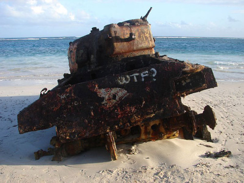 abandonedography:An abandoned M4 Sherman tank on Flamenco Beach, Isla Culebra, Puerto Rico.By Bowie 