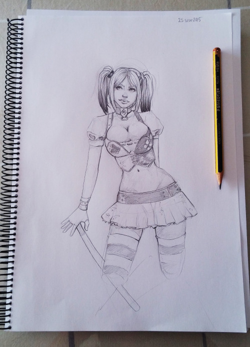 Porn photo Harley Quinn Traditional sketch and Digital