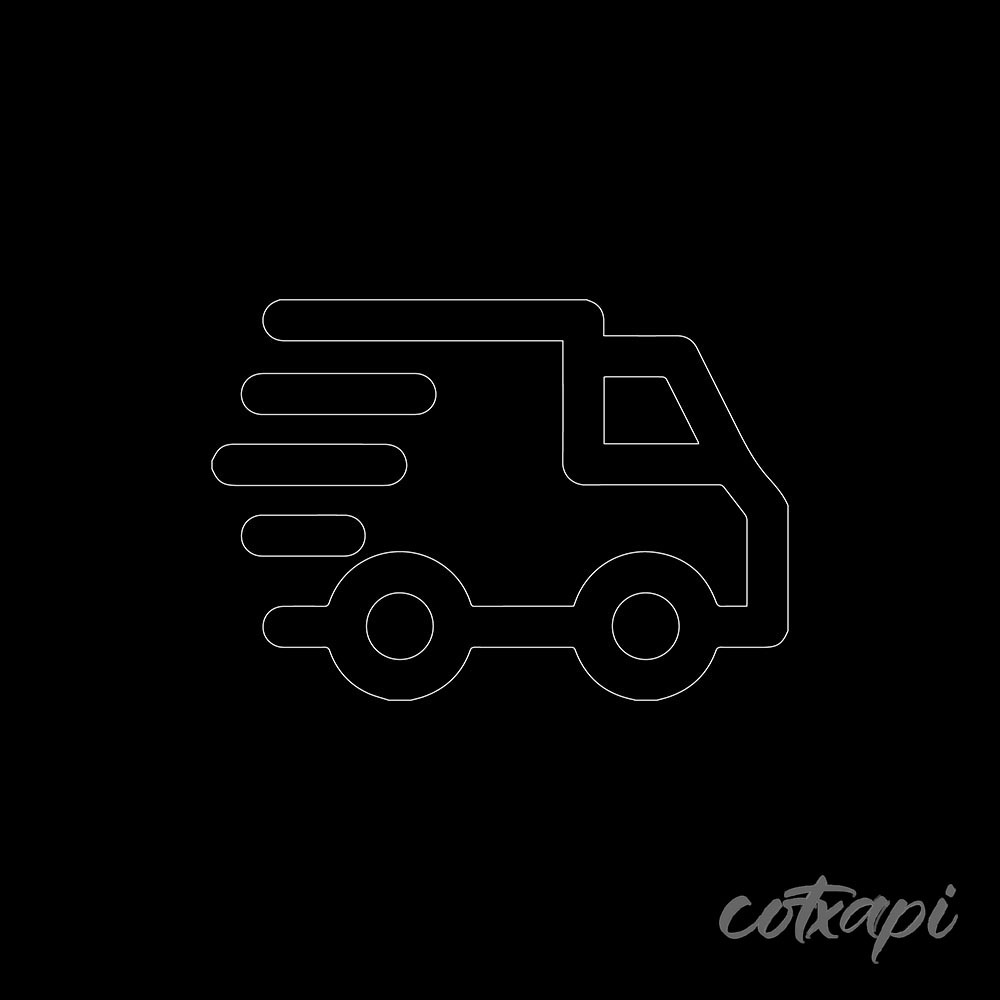Courier Van Icon in Black and White Vector Art Delivery Van Illustration Outline Art