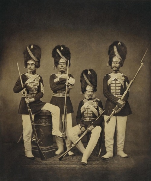 A group portrait of Russian Imperial Grenadier Palace Guards