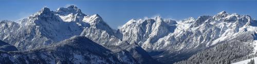 The Julian Alps, Slovenia. From Triglav on the left to Škrlatica on the right. [OC] [3992x100